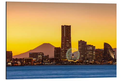 Obraz na aluminium Yokohama skyline with Berg Fuji