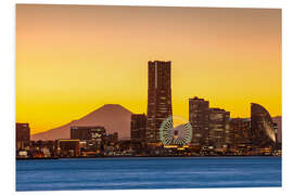 Foam board print Yokohama skyline with Berg Fuji