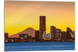 Gallery print Yokohama skyline with Berg Fuji