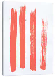 Canvas print Brushstrokes in coral