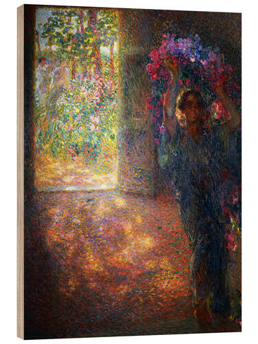 Print på træ Flower house