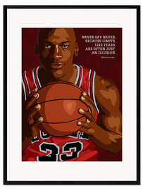 Ingelijste kunstdruk Michael Jordan