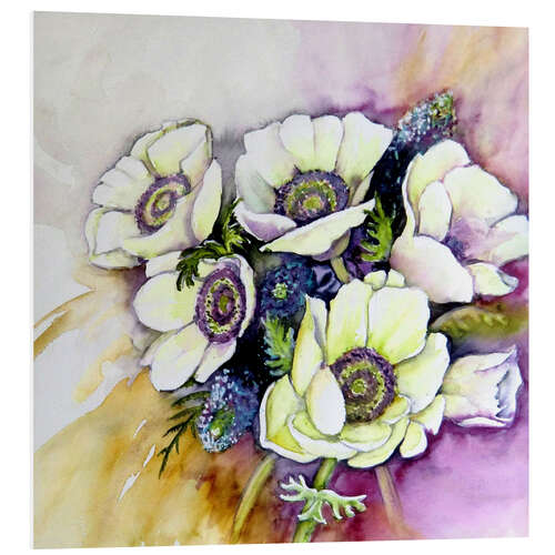 Quadro em PVC White anemones