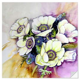 Selvklebende plakat White anemones