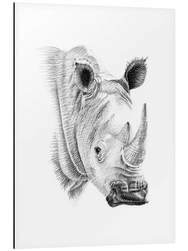 Aluminium print Rhino sketch