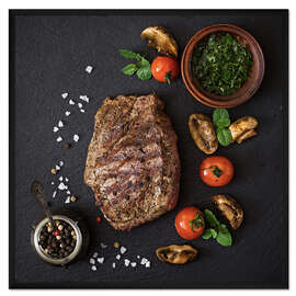 Gerahmter Kunstdruck Steak mit Gewürzen