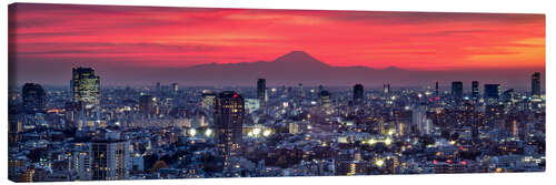 Tableau sur toile Panorama de Tokyo avec la montagne Fuji