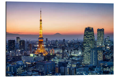 Tableau en aluminium Tokyo Tower la nuit