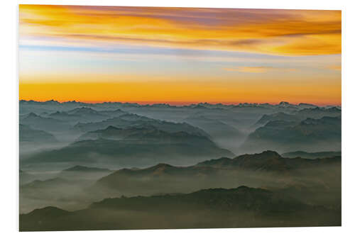 Foam board print Morning mist in the swiss alps 2