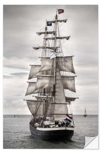 Selvklebende plakat Old sailing ship at the coast