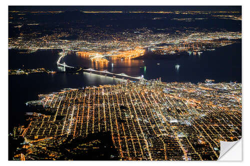Wandsticker San Francisco bei Nacht 
