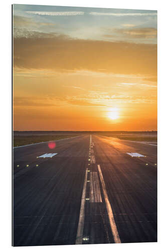 Quadro em plexi-alumínio Runway in the sunset