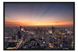 Gerahmter Kunstdruck Bangkok Skyline im Sonnenuntergang