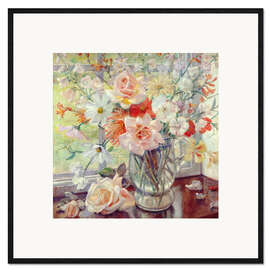 Kunsttryk i ramme A Still Life of Summer Flowers in a Glass Jug