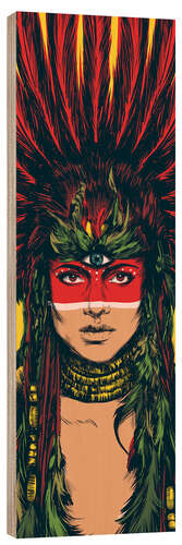 Wood print Aztec Goddess II