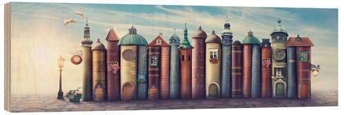 Wood print City of books