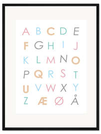 Gerahmter Kunstdruck Skandinavisches Alphabet bunt