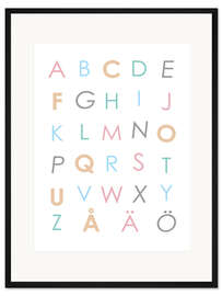 Gerahmter Kunstdruck Schwedisches Alphabet Bunt