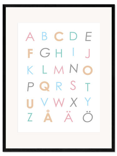 Framed art print Swedish Alphabet Colourful