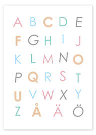 Veggbilde  Swedish alphabet colorful - Typobox