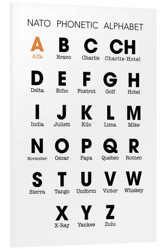 Foam board print NATO Phonetic Alphabet