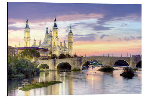 Cuadro de aluminio Zaragoza, Ebro river with basilica del Pilar