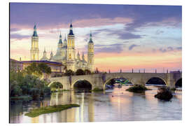 Aluminium print Zaragoza, Ebro river with basilica del Pilar