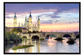 Gerahmter Kunstdruck Saragossa, Ebro mit Basilika del Pilar