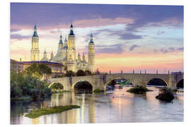 Foam board print Zaragoza, Ebro river with basilica del Pilar