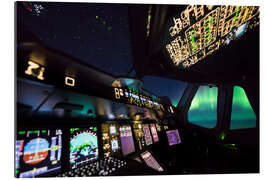 Gallery print Airbus A380 cockpit with polar lights