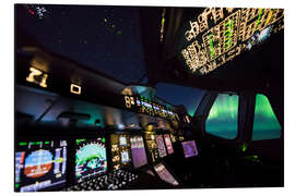 Magnettafel Airbus A380 Cockpit mit Polarlicht