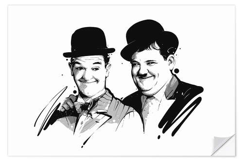 Selvklebende plakat Laurel og Hardy