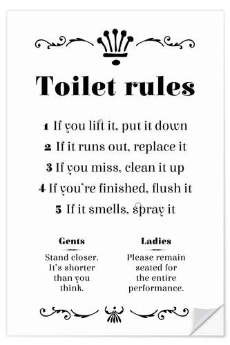 Wall sticker Toilet rules