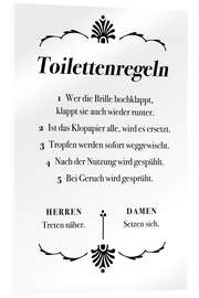 Acrylic print Toilet rules (German)