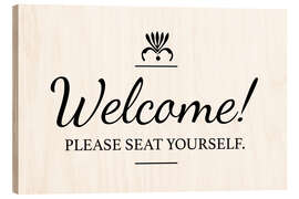 Tableau en bois  Please seat yourself - Typobox
