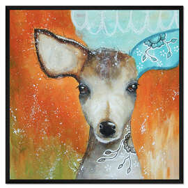 Gerahmter Kunstdruck Kleines Reh auf großer Reise