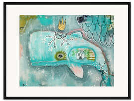 Gerahmter Kunstdruck Kleiner Wal im Ozean der Träume