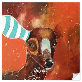 Wall sticker Roe deer with striped sock