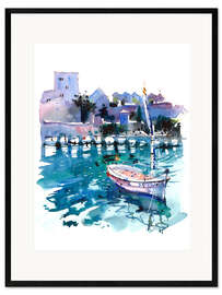 Framed art print The boat in the harbor