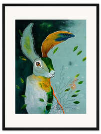 Gerahmter Kunstdruck Langohr im Wind – Abstrakter Hase