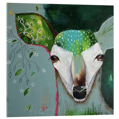 Akrylbillede Forest echoes - abstrakt hjort