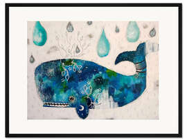Gerahmter Kunstdruck Kleiner Blauwal taucht ab