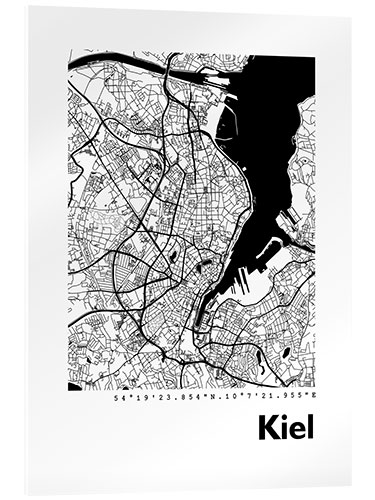 Acrylglasbild Stadtplan von Kiel