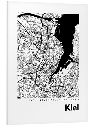 Tableau en aluminium Plan de la ville de Kiel