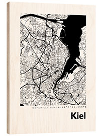 Hout print City map of Kiel