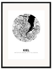 Gerahmter Kunstdruck Stadtplan von Kiel 