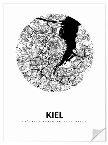 Självhäftande poster City map of Kiel