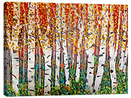 Canvas print Red Sky Over Birch Trees