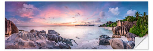 Vinilo para la pared Atardecer en Anse Source d'Argent