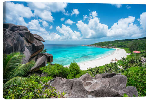 Leinwandbild Strand Grand Anse auf La Digue